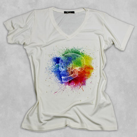 CAMISETA GOLA V WATERCOLOR OFF