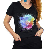 CAMISETA GOLA V WATERCOLOR PRETO