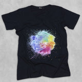 CAMISETA GOLA V WATERCOLOR PRETO